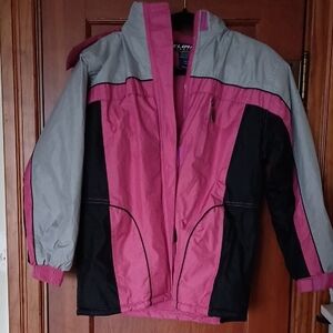 Girls Pink and Gray Colorblock Ski Jacket